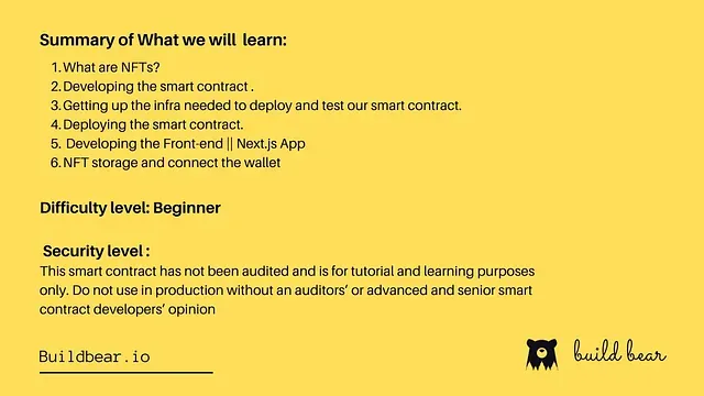 Learn how to Create, Deploy an NFT Smart Contract and Develop a Front End App in 15mins Image