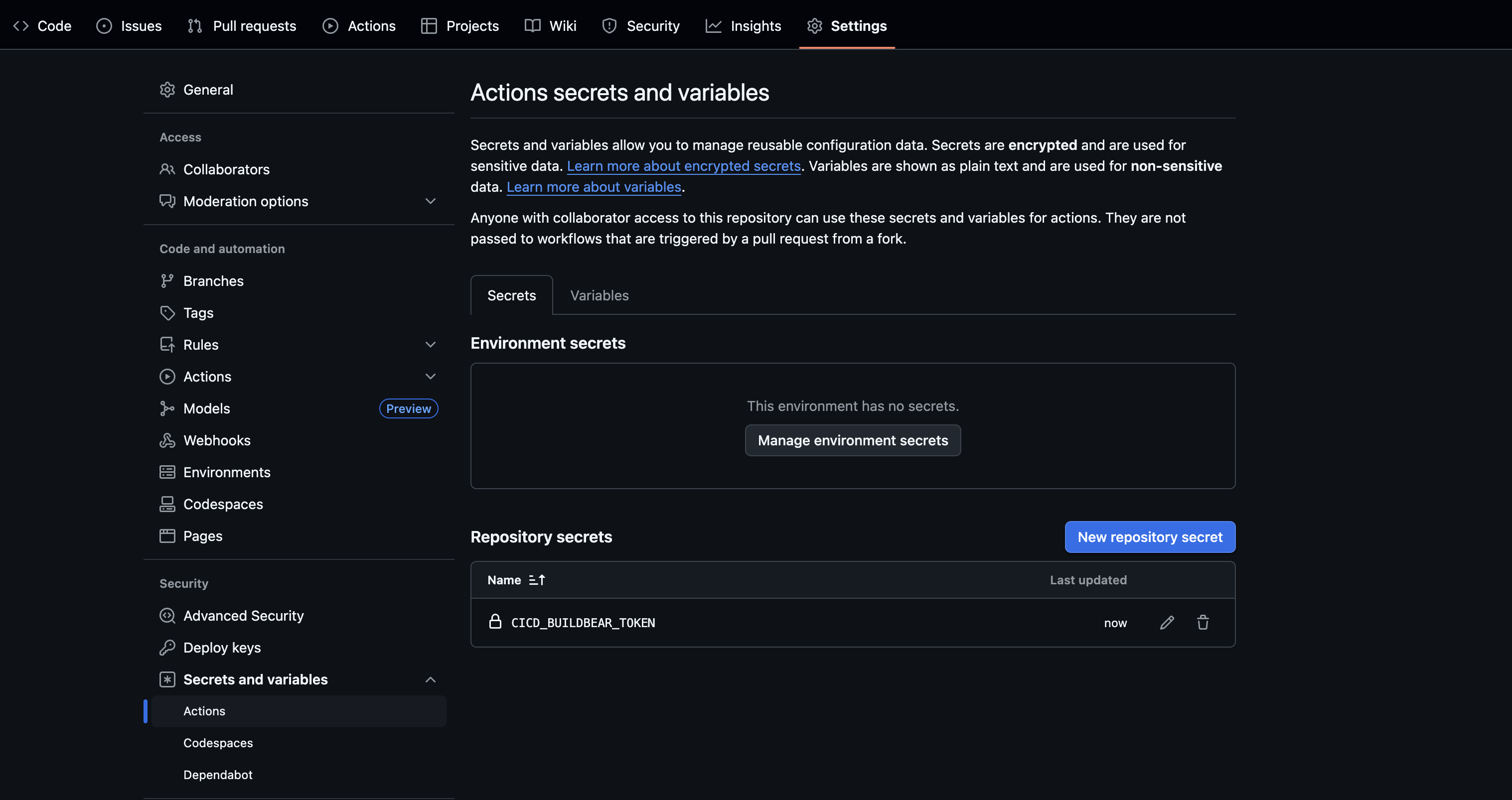 Add Secret to GitHub